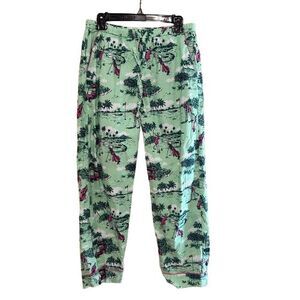 Printfresh Pajama Pants Womens Small Green Cheetah Golf Toile Organic Cotton